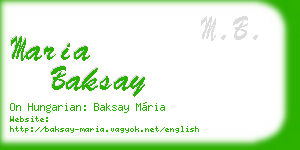 maria baksay business card